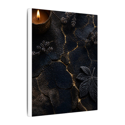 Candlelight Cracked Earth Canvas Art - Dark Japandi Ma
