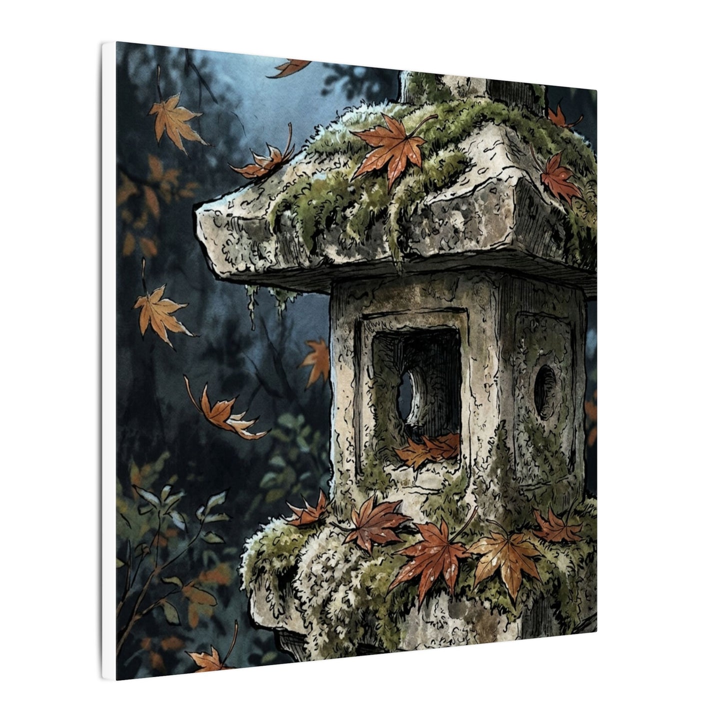 Shibui Stone Lantern Canvas Art - Japandi Minimal Line