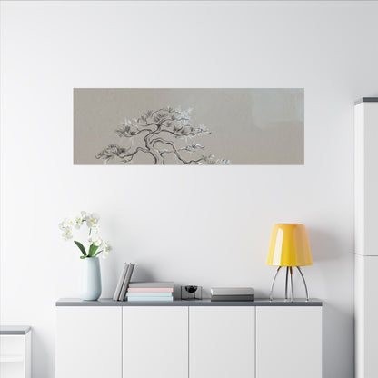 Pine Tree Minimal Line Canvas Art | Warm Japandi Art