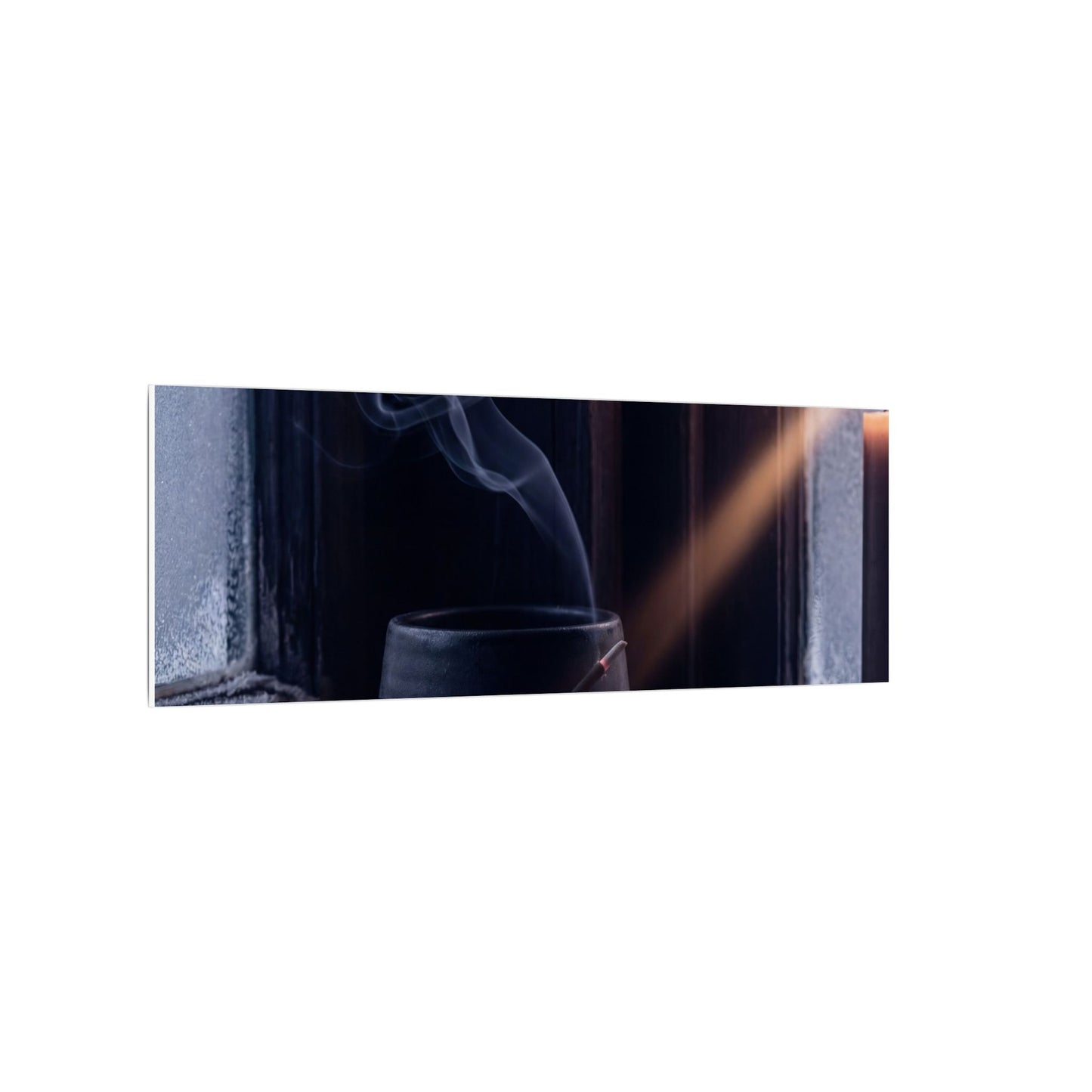 Incense Smoke Winter Canvas Art | Dark Japandi Sophisticated Design