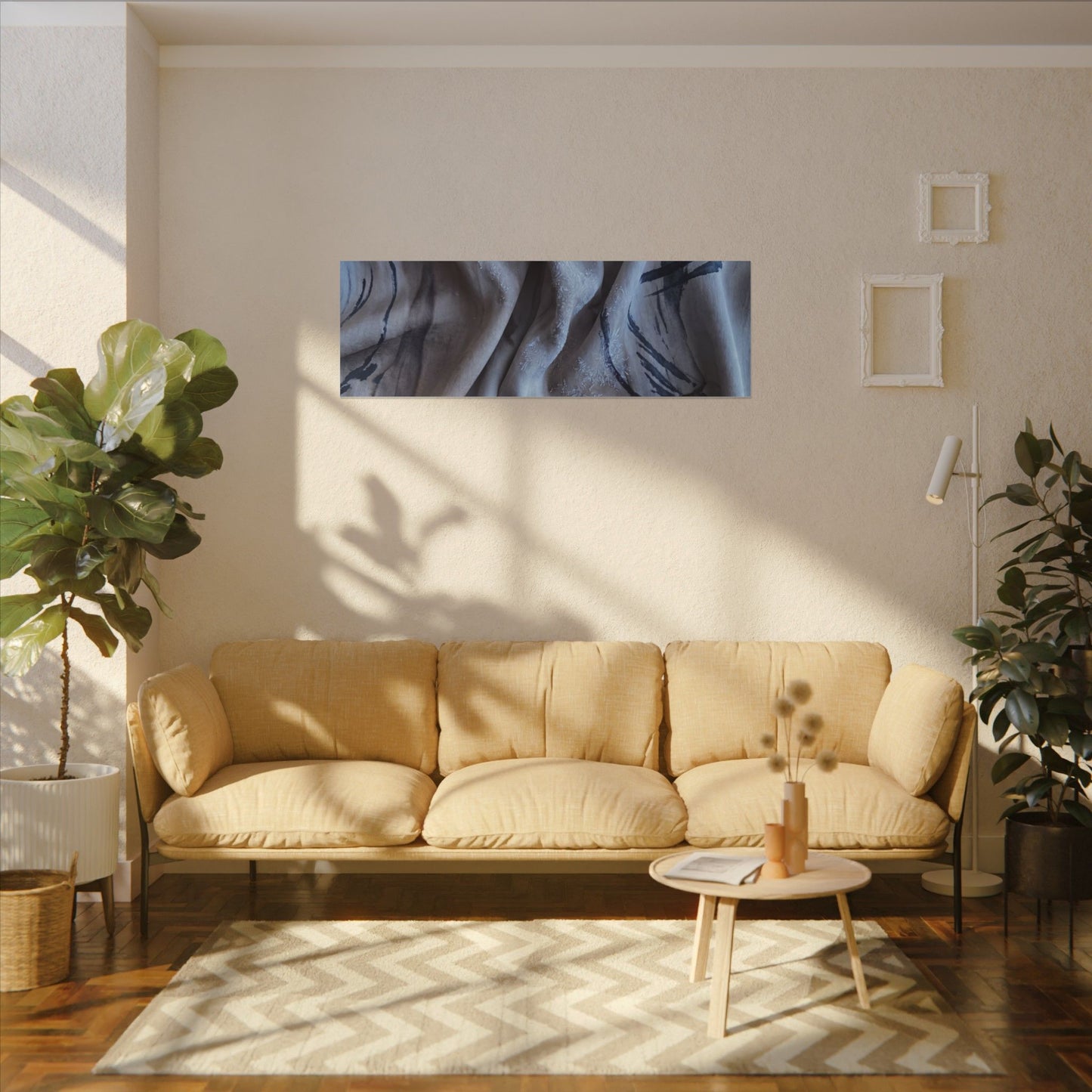 Silk Drape Winter Canvas Art | Japandi Earthy Design