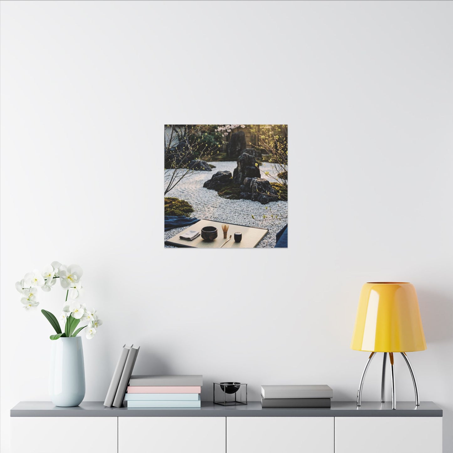 Zen Tea Ceremony in Golden Hour | Karesansui Canvas Art