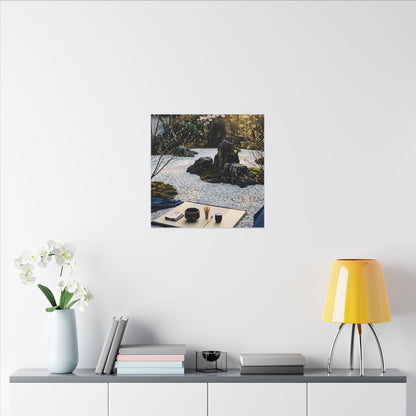 Zen Tea Ceremony in Golden Hour | Karesansui Canvas Art