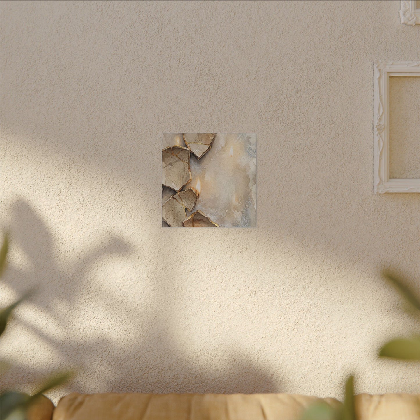 Broken Pottery Winter Canvas Art | Japandi Warm Design