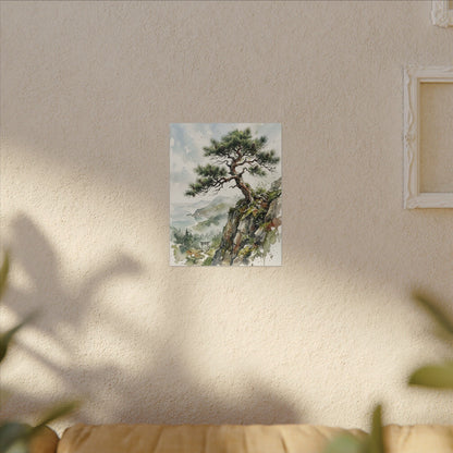 Pine Tree Spring Canvas Art | Japandi Neutral Design