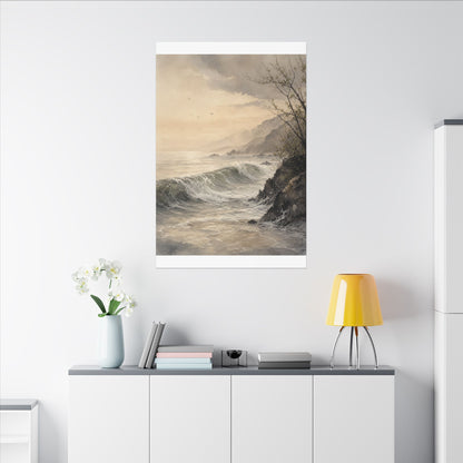 Ocean Wave Spring Canvas Art | Japandi Elegant Design