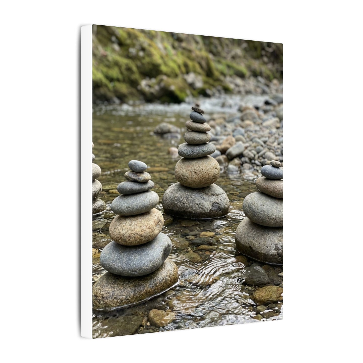 Zen River Stones in Dawn | Karesansui Canvas Art