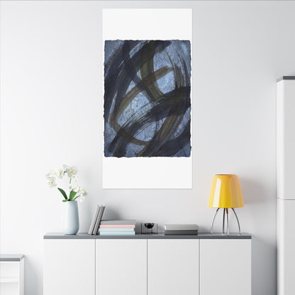 Ink Brushstroke Canvas Art | Winter Dark Japandi Shadow Zen Art
