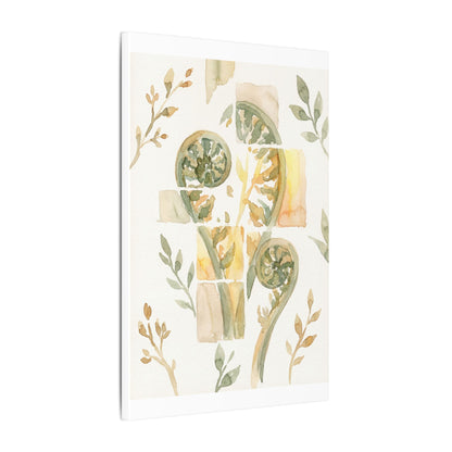 Earthy Fern Unfurling Canvas Art - Watercolor Japandi