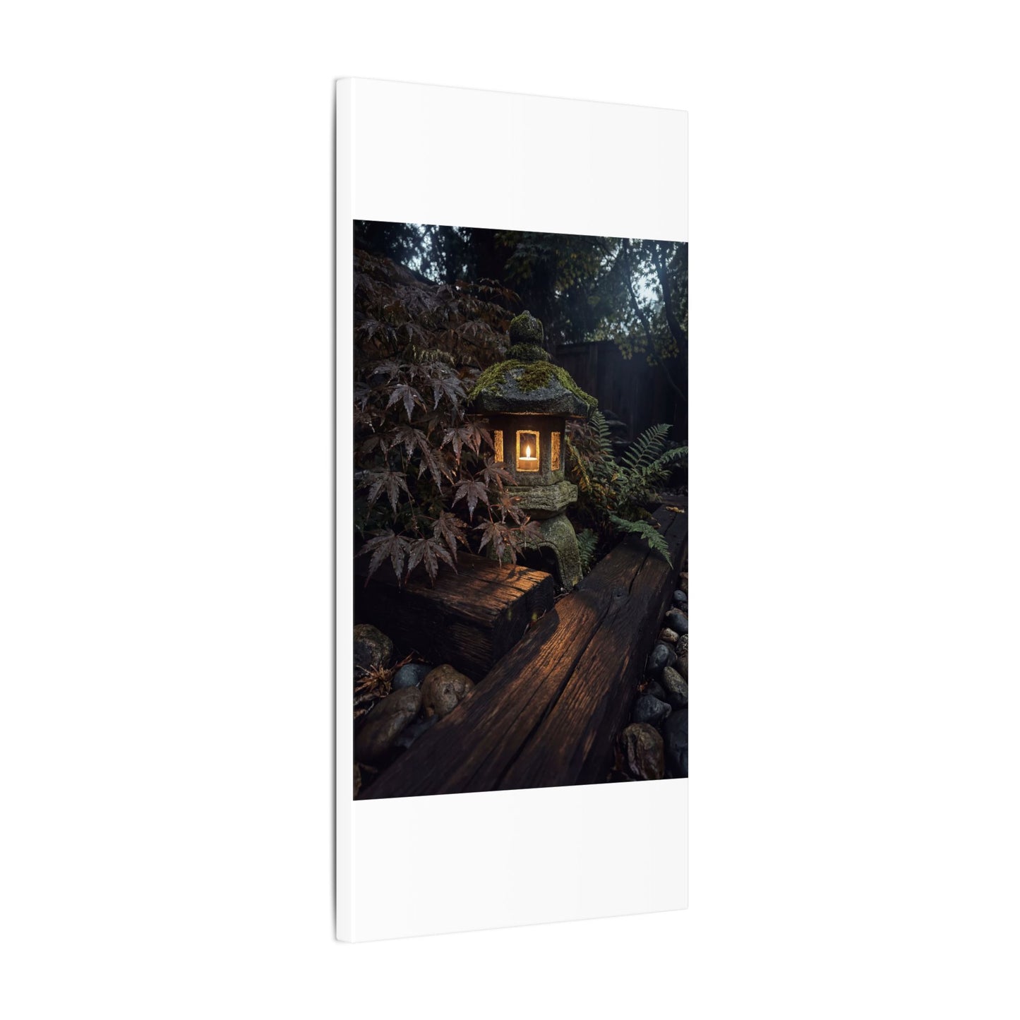 Moody Moonlit Garden Canvas Art - Shadow Zen Dark Japandi