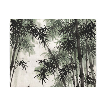 Zen Bamboo Grove in Overcast | Sumi E Canvas Art Art Print