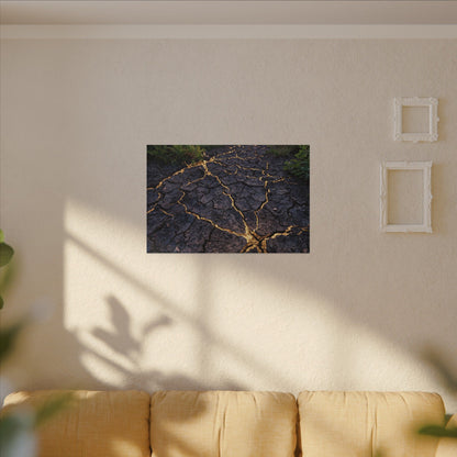 Cracked Earth Canvas Art | Summer Kintsugi Crackle Gold Art