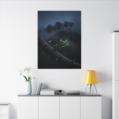 Moonlight Mountain Mist Canvas Art - Dark Japandi Kanso