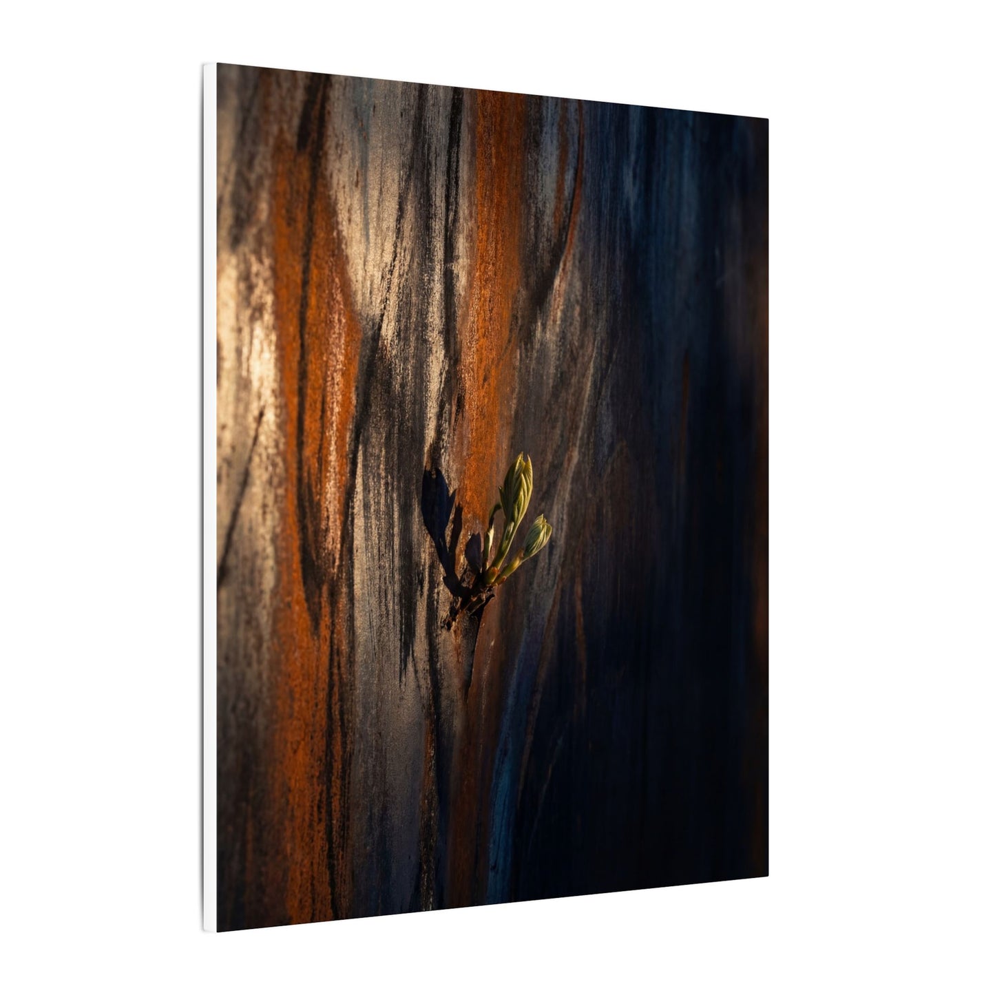 Rust Patina Charcoal Ink Canvas Art | Moody Dark Japandi Art