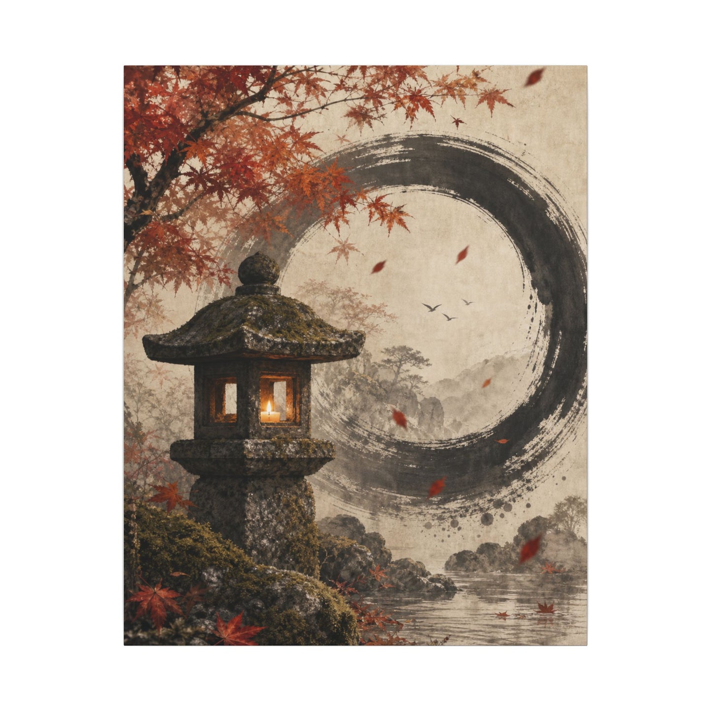 Ma Stone Lantern Canvas Art - Zen Enso
