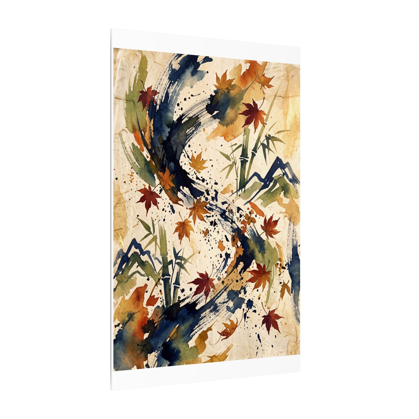 Golden Hour Ink Brushstroke Canvas Art - Zen Shibui