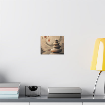Japandi River Stones in Candlelight | Japanese Pattern Canvas Art