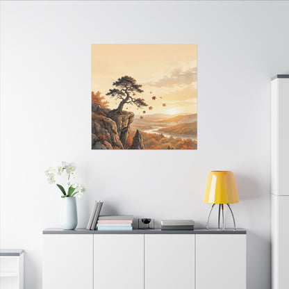 Pine Tree Autumn Canvas Art | Japandi Warm Design