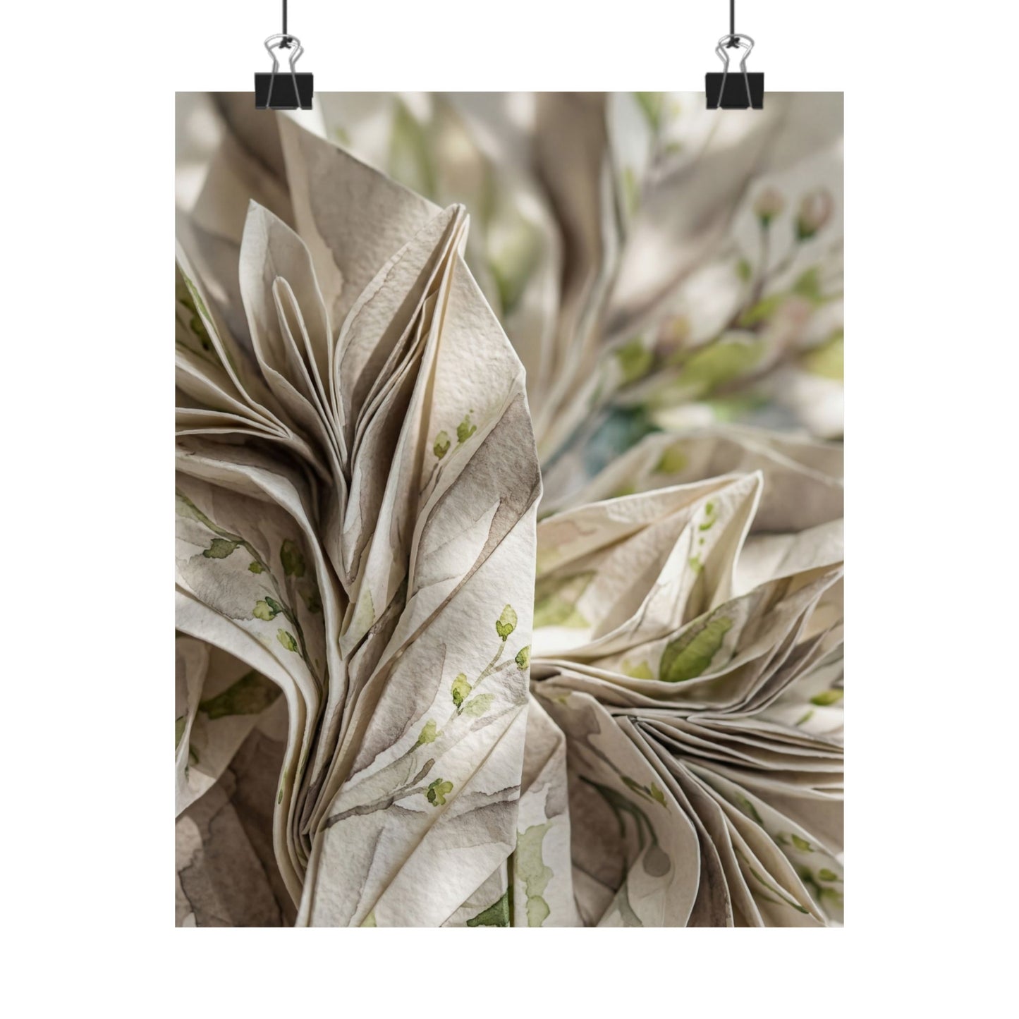 Spring Paper Fold Watercolor Wall Art Print | Neutral Decor Art Print