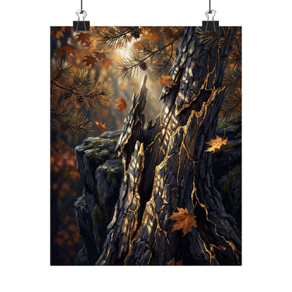 Pine Tree Autumn Wall Art Print | Kintsugi Beautiful Design