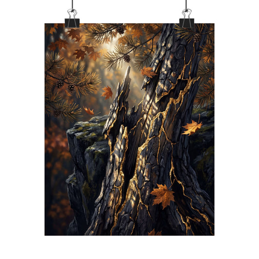 Pine Tree Autumn Wall Art Print | Kintsugi Beautiful Design