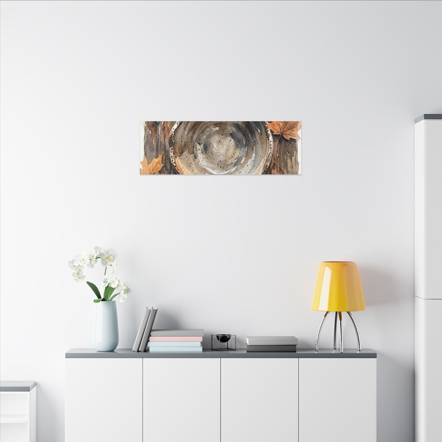 Ma Ceramic Bowl Canvas Art - Japandi Watercolor