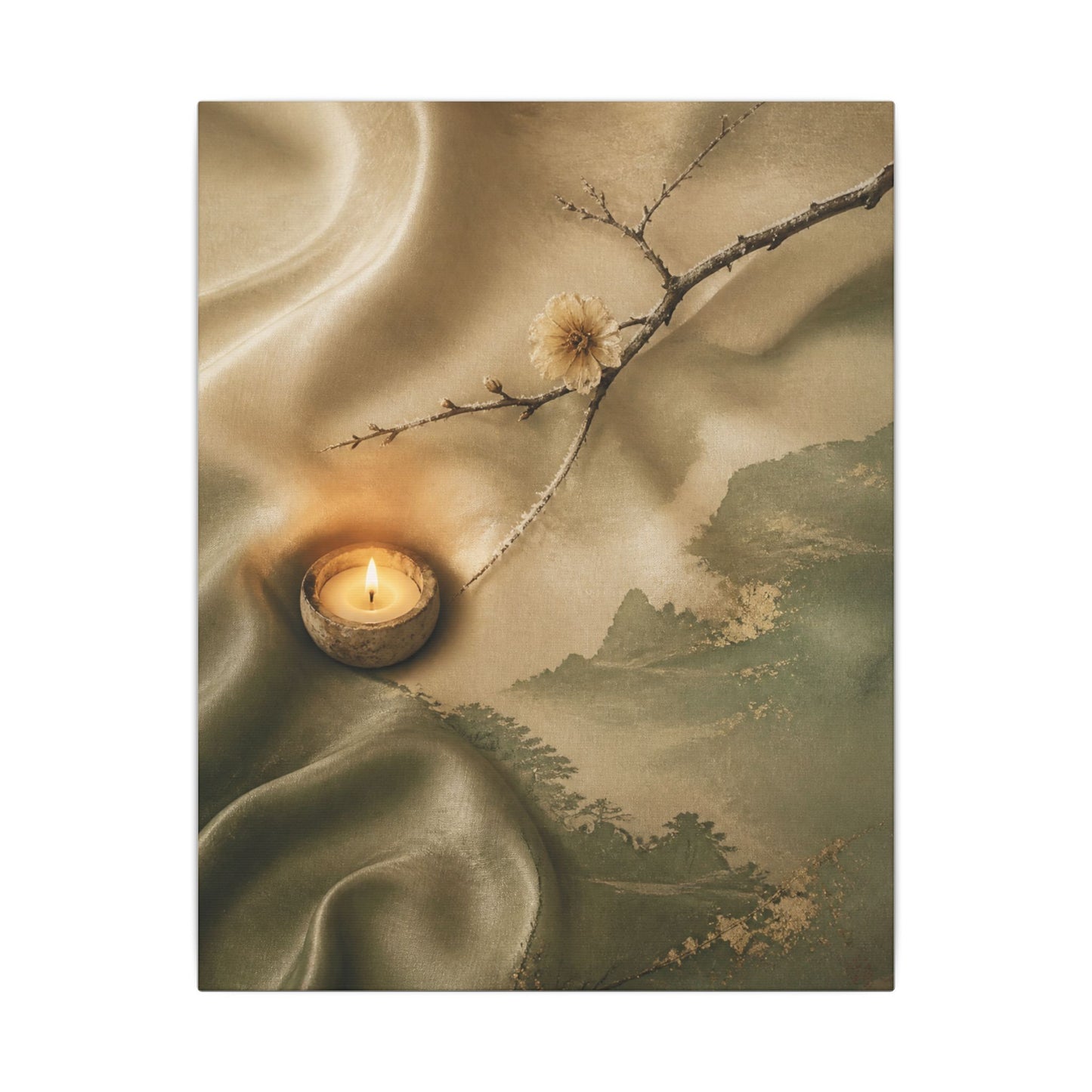 Silk Drape Japanese Pattern Canvas Art | Warm Japandi Art