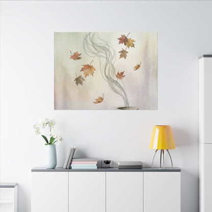 Incense Smoke Canvas Art | Autumn Japandi Watercolor Art