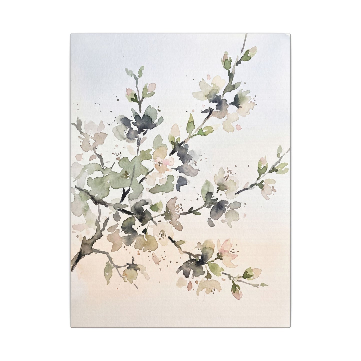 Cherry Blossom Watercolor Canvas Art | Elegant Japandi Art