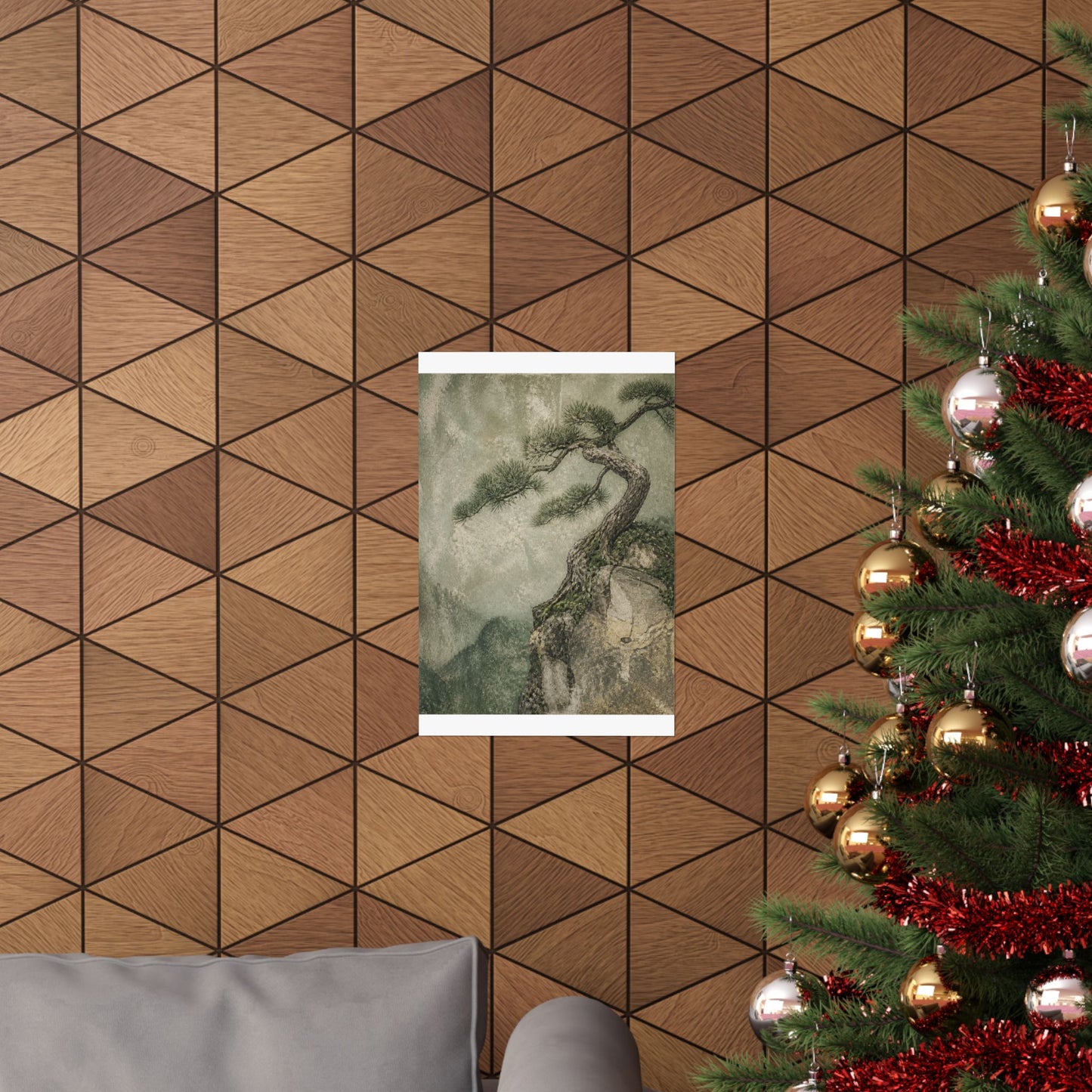 Japandi Pine Tree in Overcast | Texture Wall Art Print