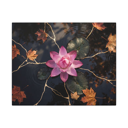 Ma Lotus Flower Canvas Art - Kintsugi Gold Vein
