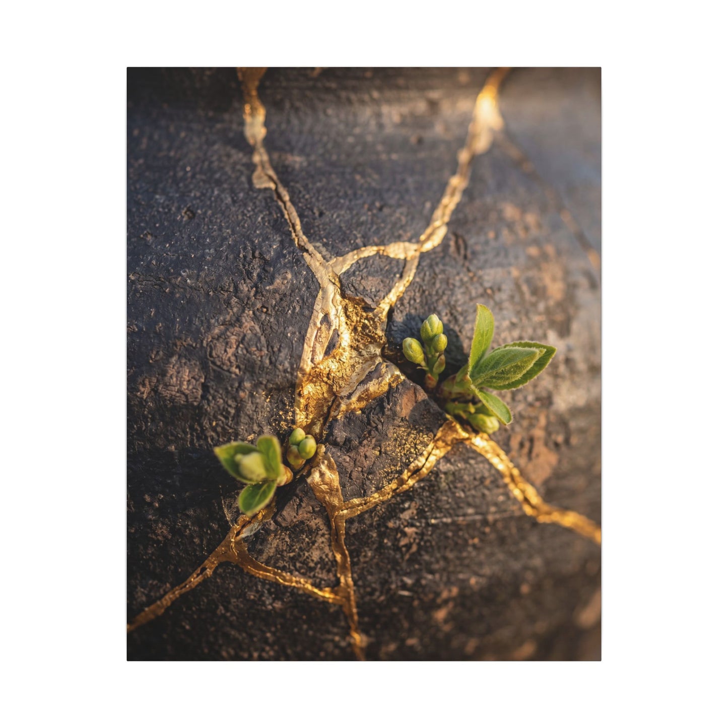 Rust Patina Gold Repair Canvas Art | Resilient Kintsugi Art