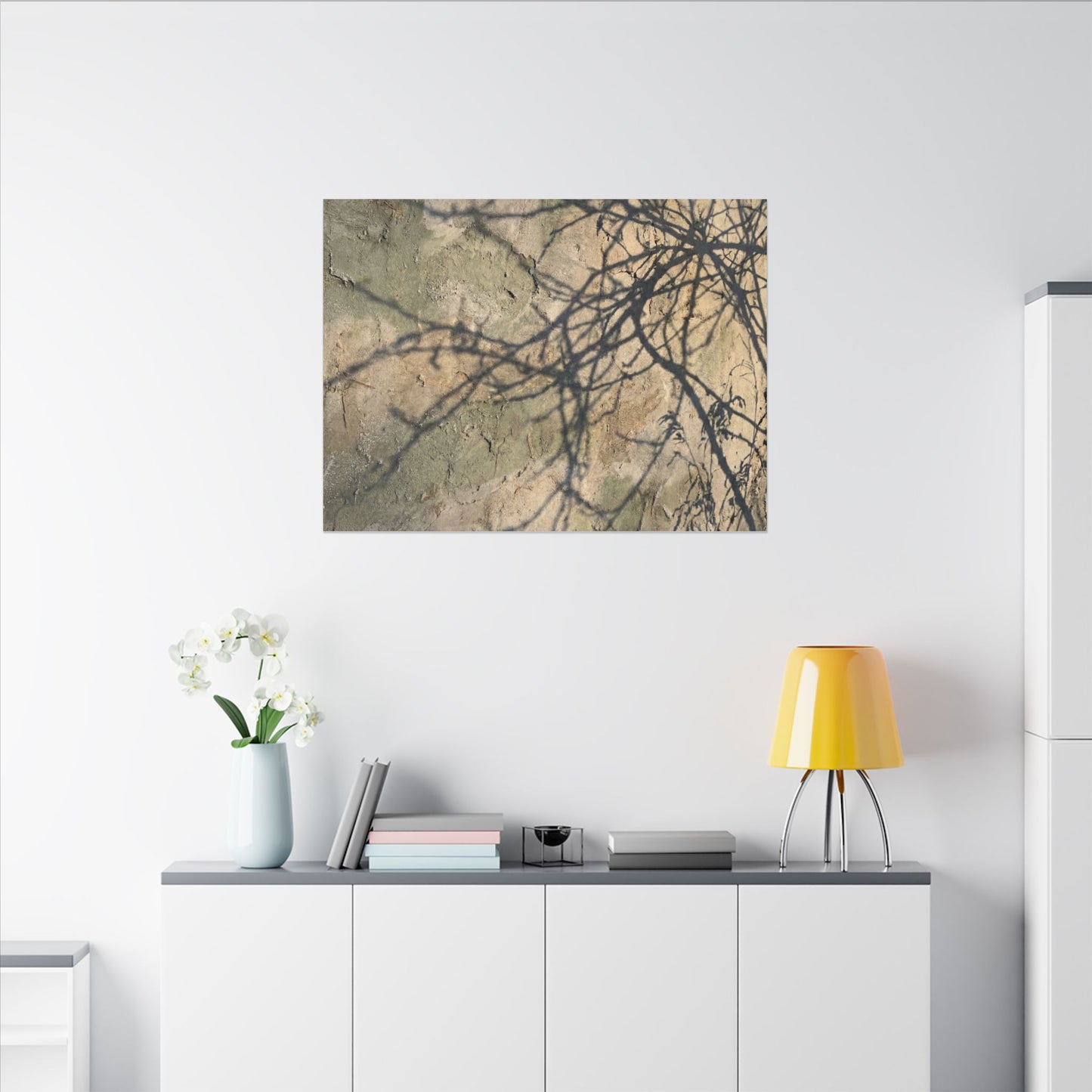 Japandi Shadow Play in Golden Hour | Texture Canvas Art