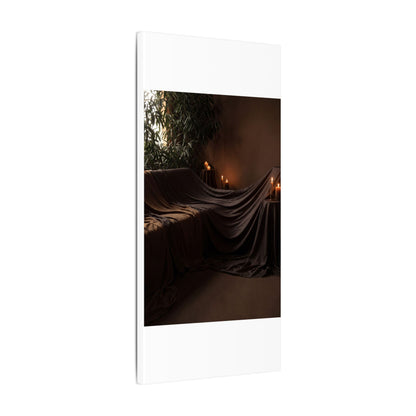 Candlelight Silk Drape Canvas Art - Dark Japandi Ma