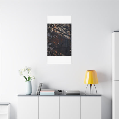 Shibui Rust Patina Canvas Art - Dark Japandi Charcoal Ink