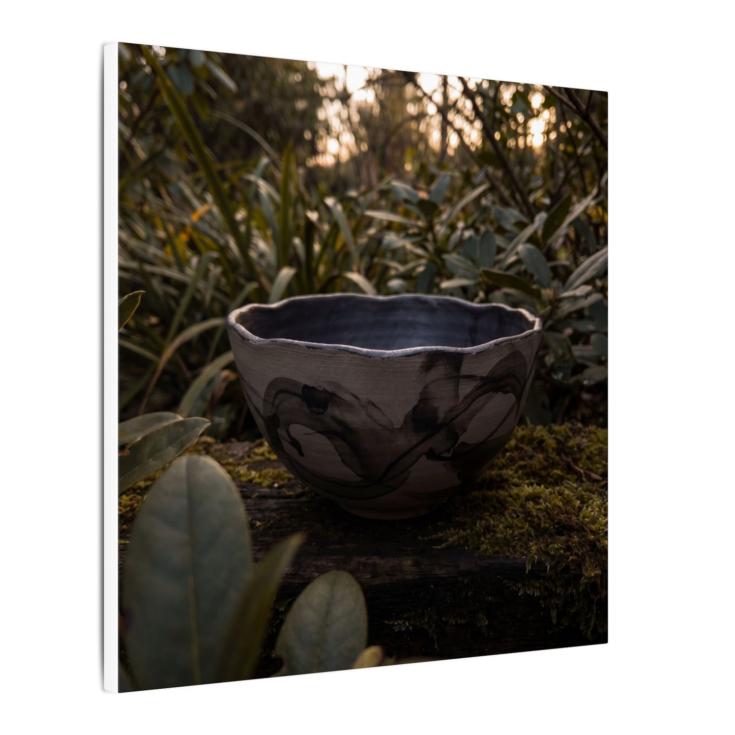 Ceramic Bowl Canvas Art | Summer Dark Japandi Charcoal Ink Art