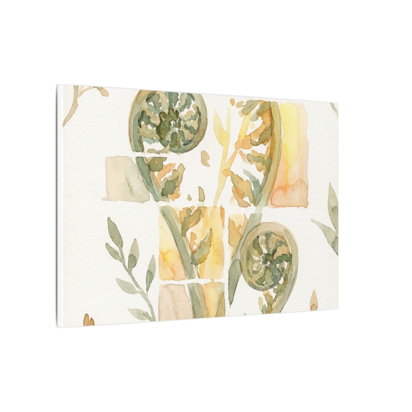 Earthy Fern Unfurling Canvas Art - Watercolor Japandi