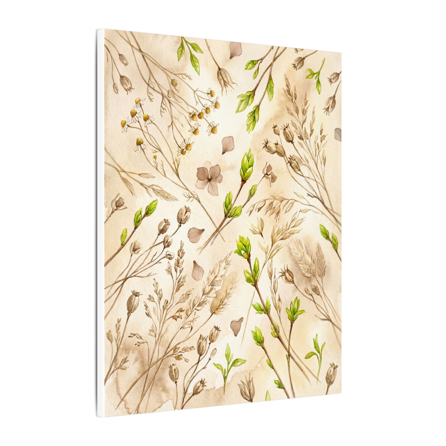 Spring Dried Flowers Watercolor Canvas Art | Earthy Decor