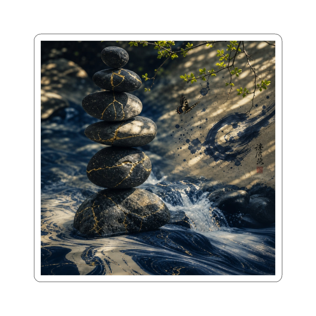 Philosophical River Stones Sticker - Broken Beauty Kintsugi