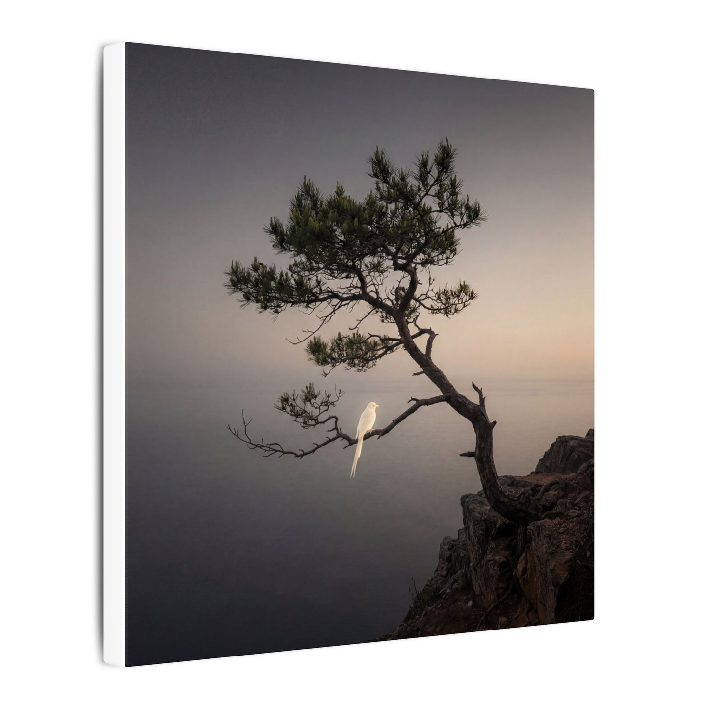 Dawn Pine Tree Canvas Art - Dark Japandi Datsuzoku