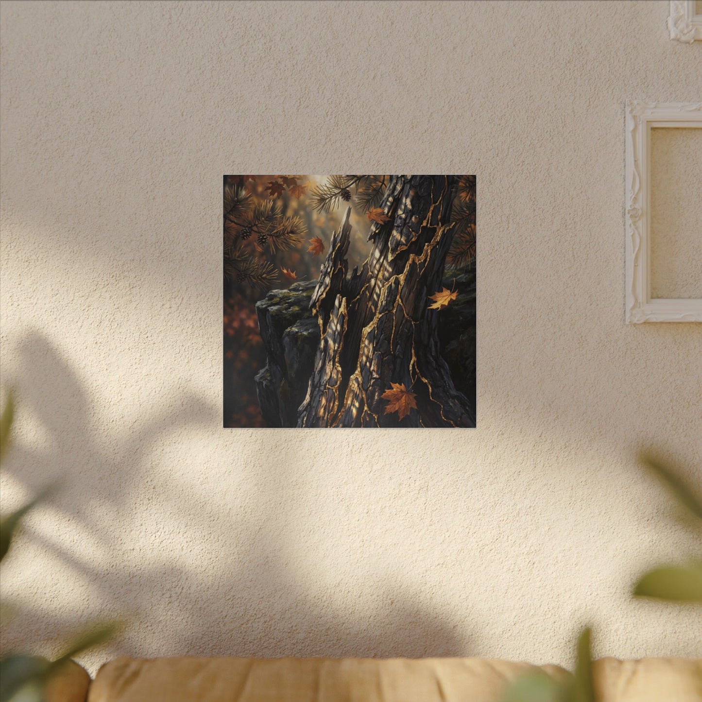 Pine Tree Autumn Canvas Art | Kintsugi Beautiful Design