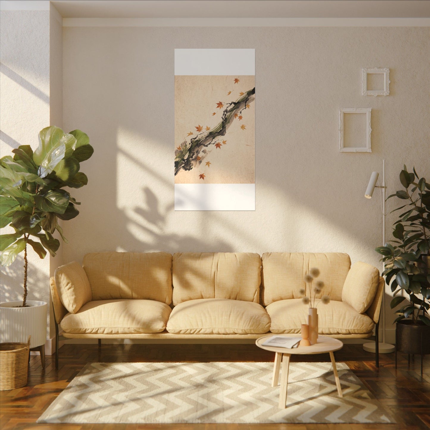 Ink Brushstroke Autumn Canvas Art | Zen Calm Design