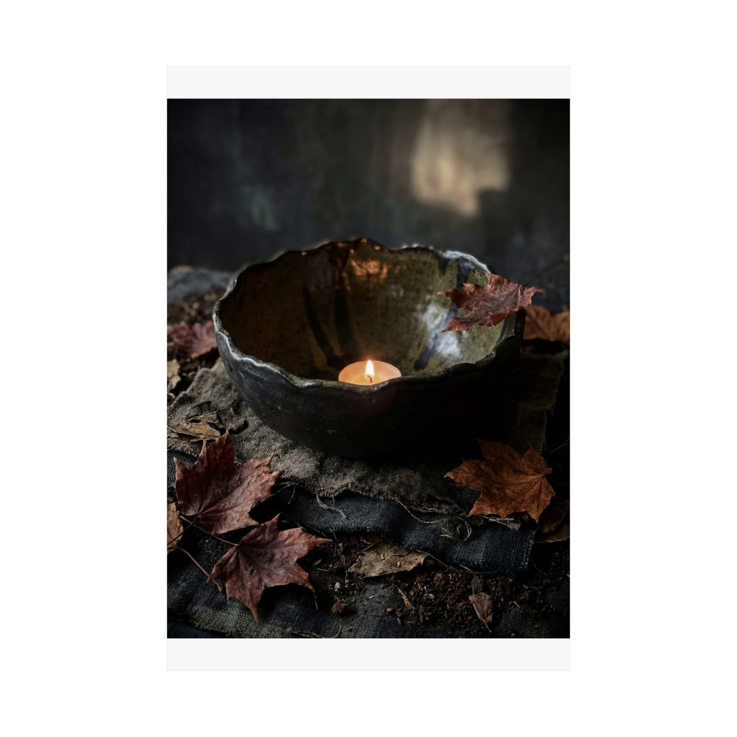 Autumn Ceramic Bowl Dark Texture Wall Art Print | Bold Decor