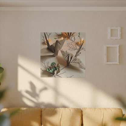 Paper Fold Spring Canvas Art | Japandi Earthy Design