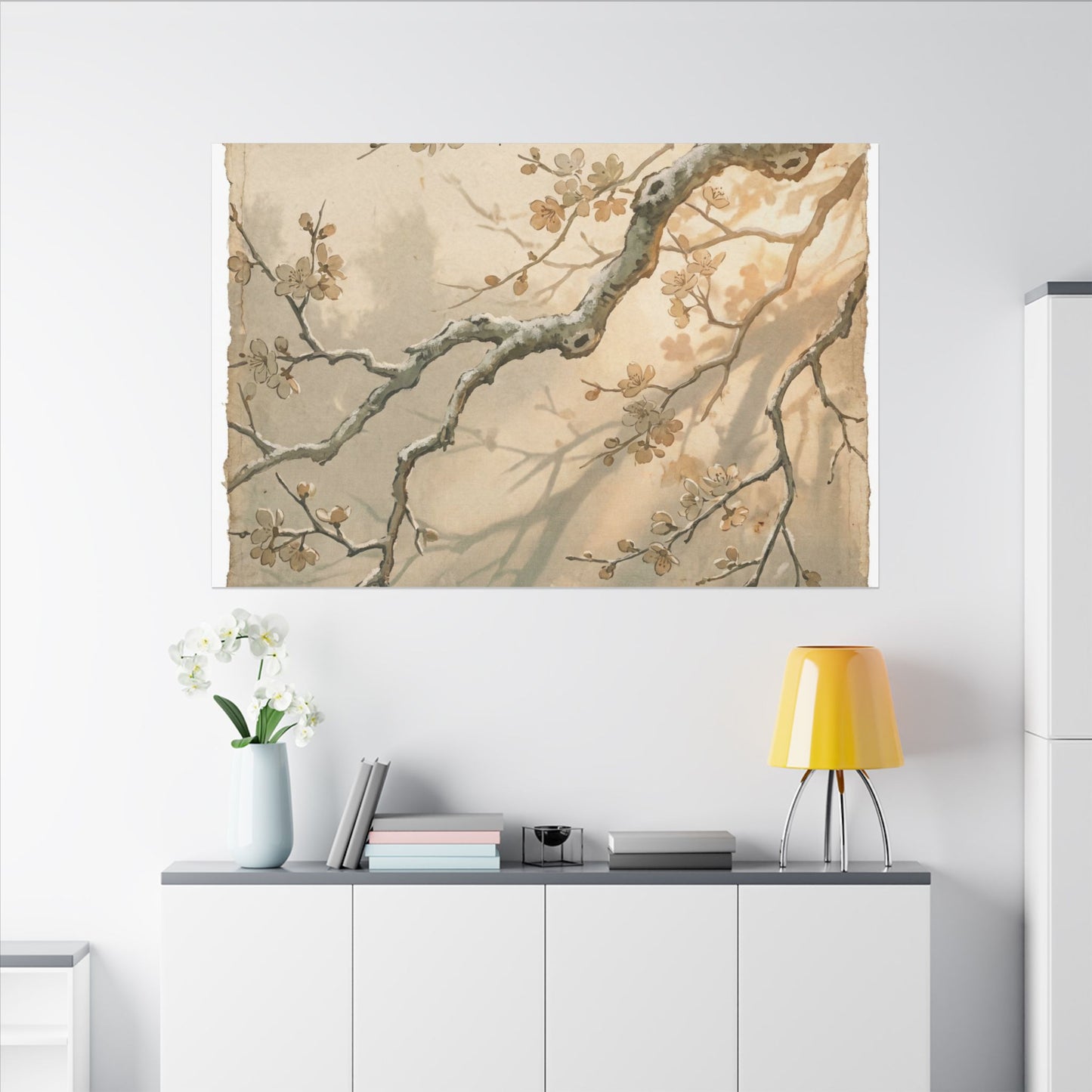 Cherry Blossom Canvas Art | Winter Japandi Japanese Pattern Art