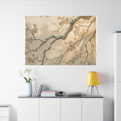 Cherry Blossom Canvas Art | Winter Japandi Japanese Pattern Art
