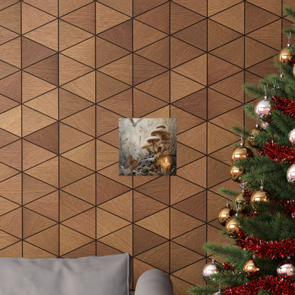 Winter Wild Mushrooms Texture Wall Art Print | Elegant Decor
