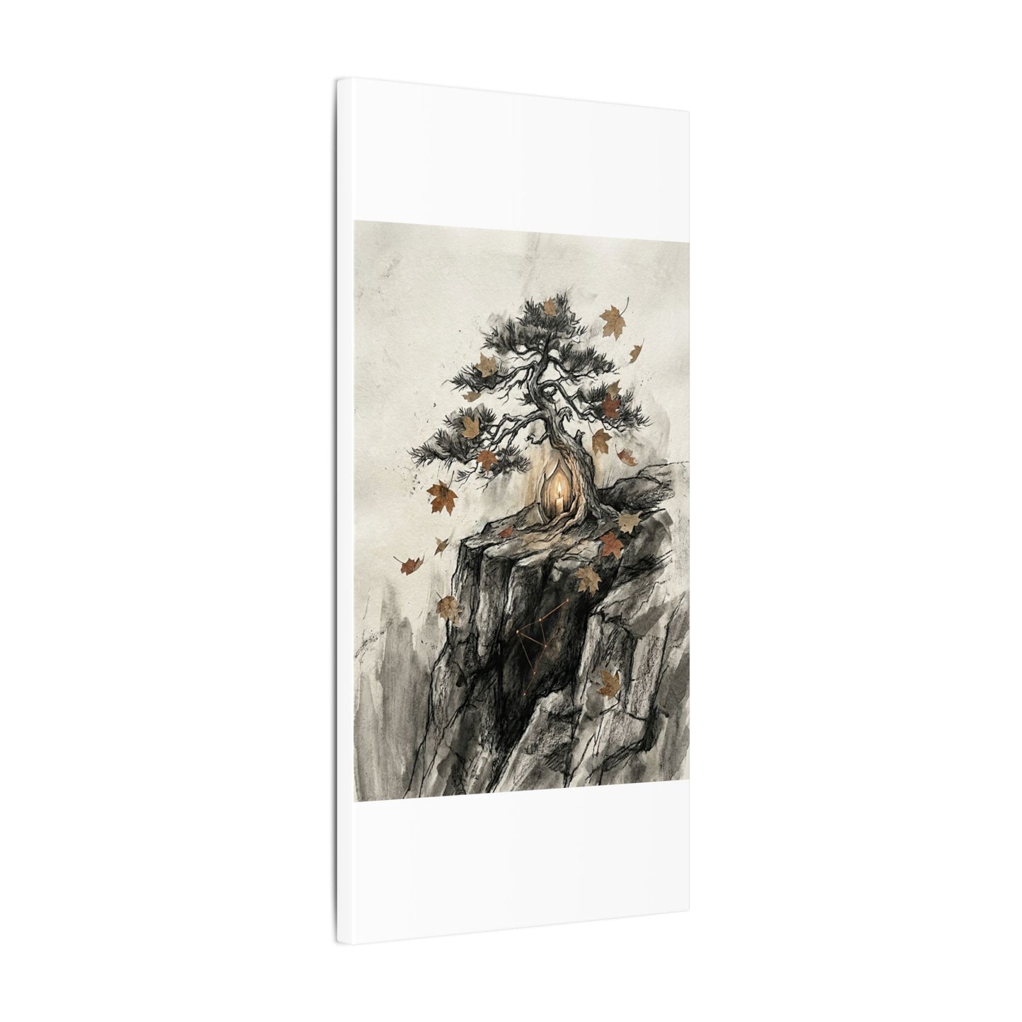 Pine Tree Autumn Canvas Art | Japandi Earthy Design