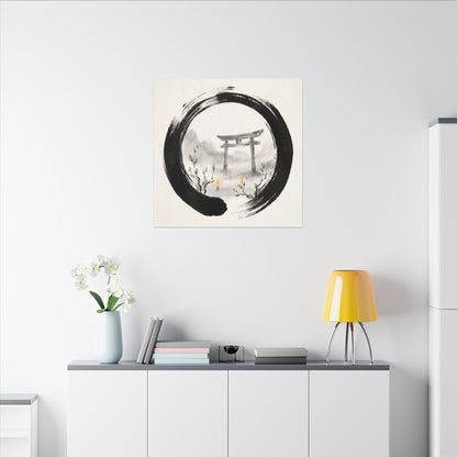 Spring Torii Gate Enso Canvas Art | Tranquil Decor