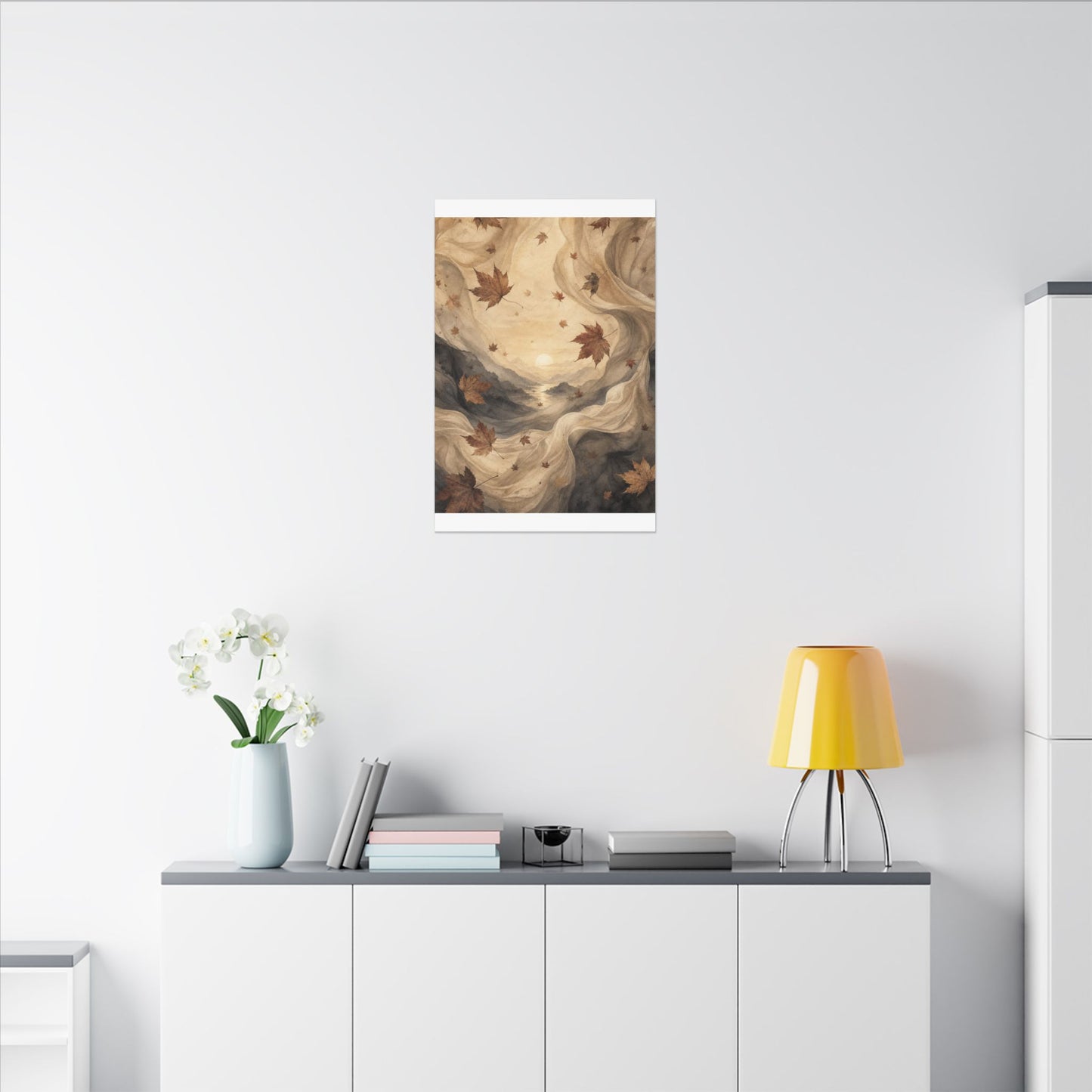Autumn Silk Drape Watercolor Canvas Art | Earthy Decor
